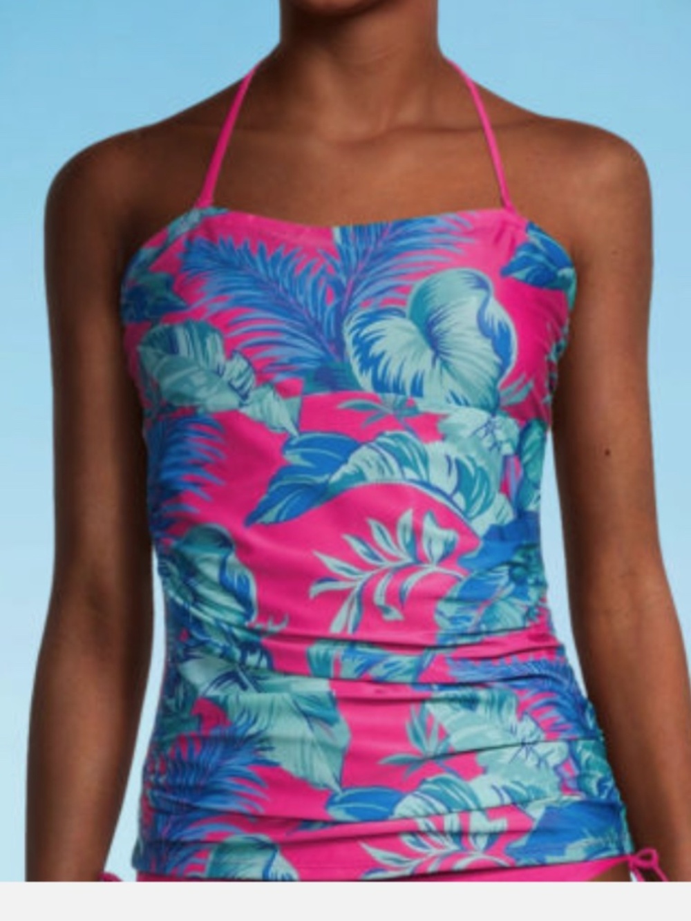 Outdoor Oasis Tankini Swimsuit Top Pink Tropical Family Swim NWT